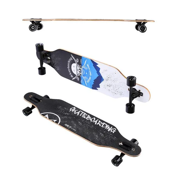 DESKOROLKA LONGBOARD SKULL WOOD SKATE