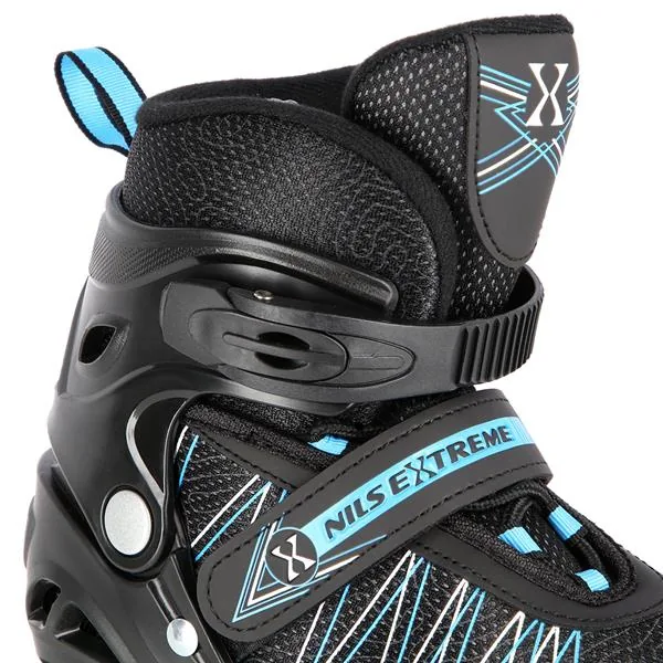 Nils extreme 2w1 z wymienną płozą czarno-niebieskie 7 ŁYŻWOROLKI Z WYMIENNĄ PŁOZĄ HOKEJOWĄ NILS EXTREME CZARNO-NIEBIESKIE 2W1
