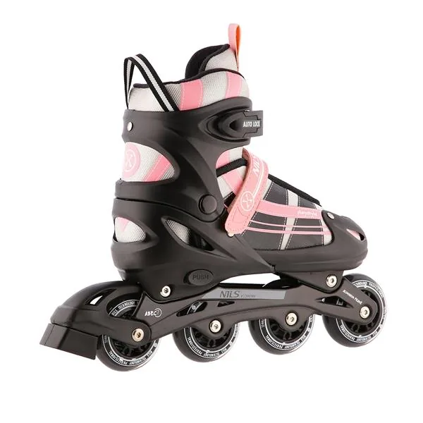 Nils extreme 2w1 z wymienną płozą czarno-różowo-białe 2 ŁYŻWOROLKI Z WYMIENNĄ PŁOZĄ HOKEJOWĄ NILS EXTREME CZARNO-RÓŻOWE-BIAŁE 2W1