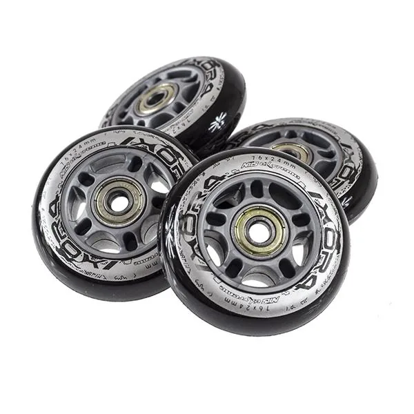 ZESTAW - CZARNE KÓŁKA (4 szt.) PU 76x24 82A + ABEC-9 CHROME (8 szt.)