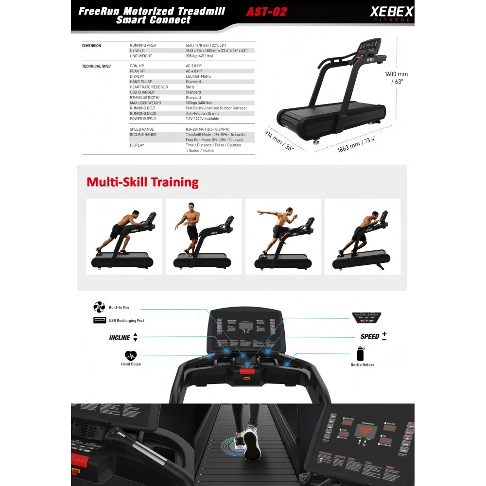 xebex-freerun-motorized-treadmill-smart-connect-xbx-801 10 XEBEX FREERUN MOTORIZED TREADMILL SMART CONNECT XBX-801