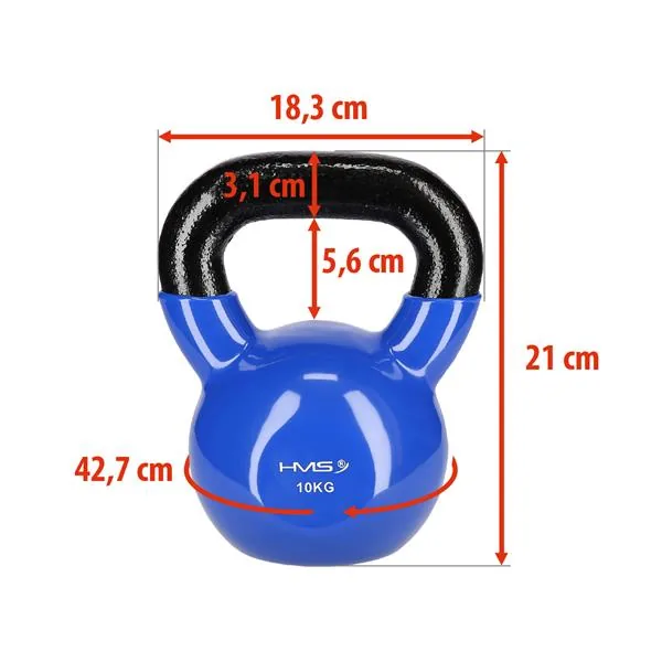 10kg 1 KETTLEBELL ŻELIWNY POKRYTY WINYLEM NIEBIESKI