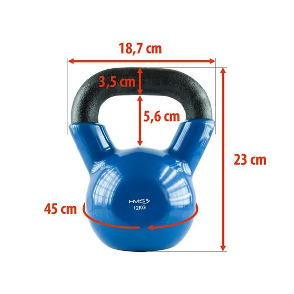 12kg 1 KETTLEBELL ŻELIWNY POKRYTY WINYLEM NIEBIESKI