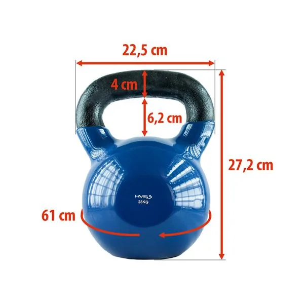 28kg 1 KETTLEBELL ŻELIWNY POKRYTY WINYLEM NIEBIESKI