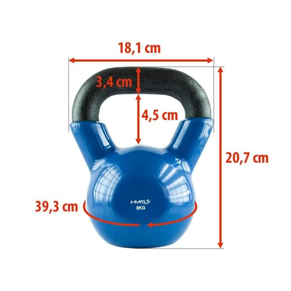 8kg 1 KETTLEBELL ŻELIWNY POKRYTY WINYLEM NIEBIESKI