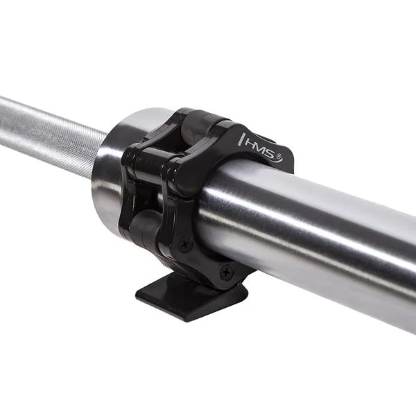 GO900 GRYF OLIMPIJSKI 20KG 2200MM HMS PREMIUM + ZG1500 SILVER ZACISKI LOCK JAW 5 GRYF OLIMPIJSKI 20KG 2200MM PREMIUM + ZACISKI ZG1500 SILVER LOW JAW BLACK