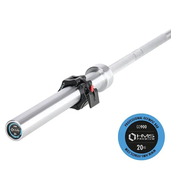 GRYF OLIMPIJSKI 20KG 2200MM PREMIUM + ZACISKI ZG1500 SILVER LOW JAW BLACK