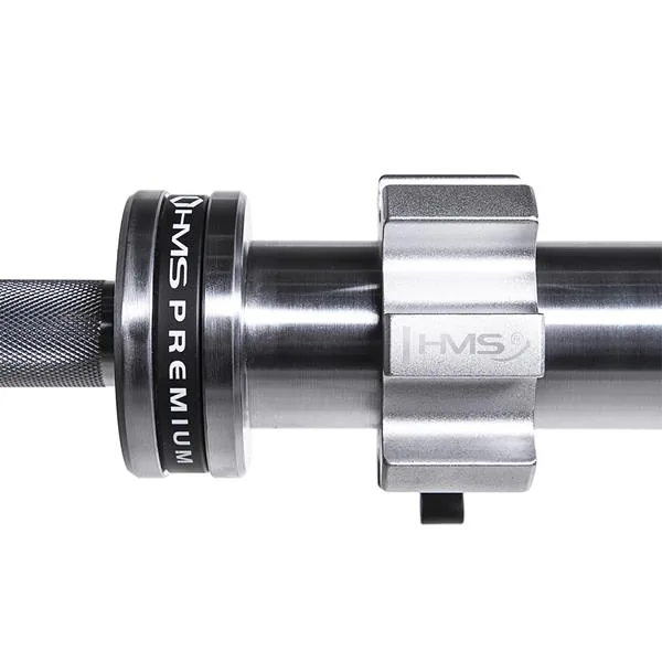 GO901 GRYF OLIMPIJSKI 20KG 2200MM HMS PREMIUM + ZG1500 SILVER ZACISKI LOCK JAW 7 GRYF OLIMPIJSKI PROSTY 20KG 2200MM PREMIUM + ZACISKI ZG1500 SILVER LOW JAW