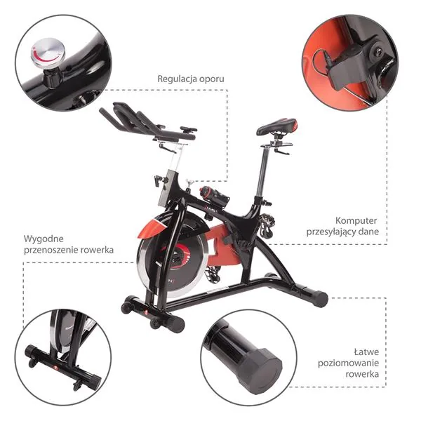 ROWER STACJONARNY SPINNINGOWY Z OPOREM MECHANICZNYM HMS 4 Rower stacjonarny spinningowy z oporem mechanicznym HMS