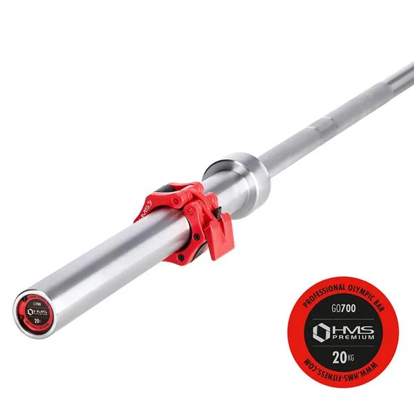 GRYF PROSTY 20KG 2200MM OLIMPIJSKI PREMIUM + ZACISKI ZG1000 RED
